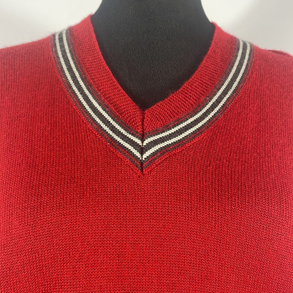 Banana Republic Medium V neck pull over sweater, Red, White & Black stripe - Picture 7 of 9